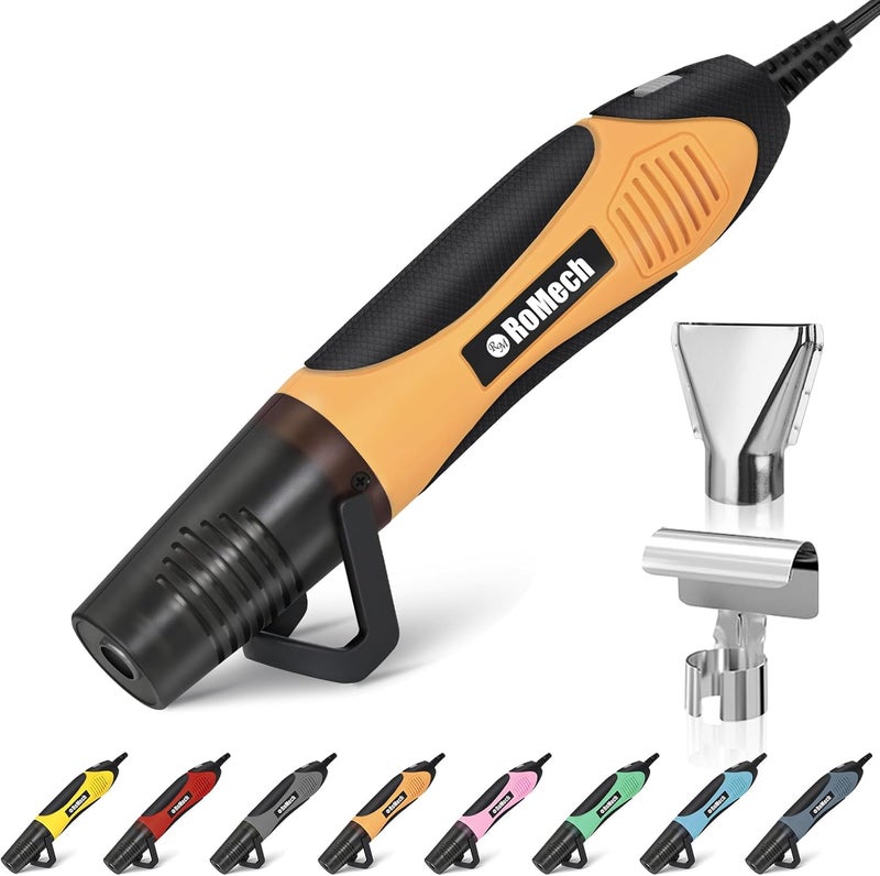 ROMECH 350W Heat Gun with 2 Nozzles, Dual Temp Heat Gun 400°F-660°F, Fast Heat Hot Air Gun with Overload Protection for DIY Craft Embossing Shrink Wrapping (Orange) - Image 1